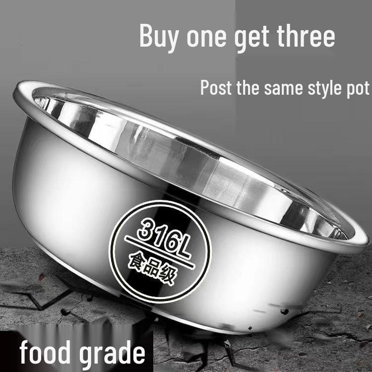 Extra Thick Non-Magnetic Stainless Steel Basin for Vegetables, Dough, and Face Washing