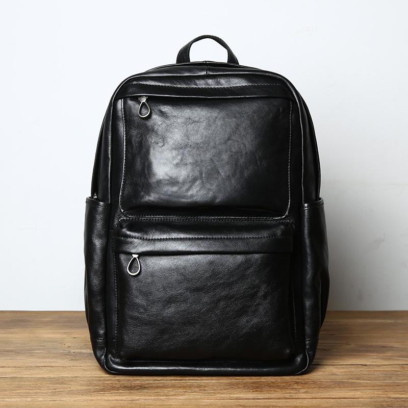 NZPJ Leather Men's Backpack European and American Fashion Travel Bag Vintage Head First Layer Cowhide Leisure Backpack