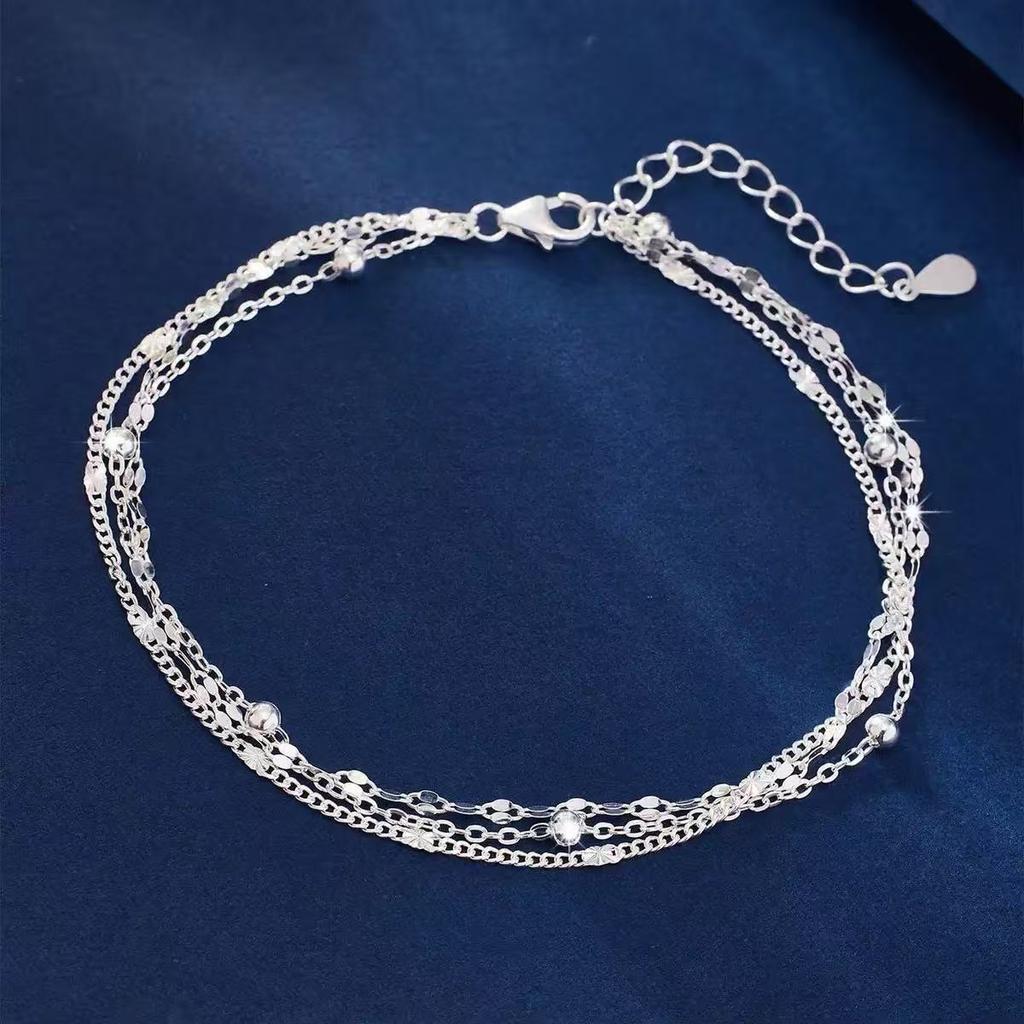 Luxury 925 Sterling Silver Leaf Bracelets For Women Girls Vintage Korean Double Layer Beaded Bracelet Party Fine Jewelry Gifts