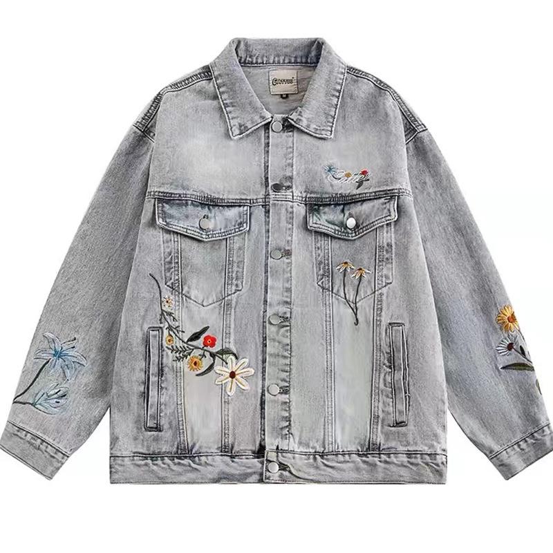 Unisex Retro Denim Motorcycle Jacket: Autumn/Winter Casual Trend, Loose Fit with Lapel