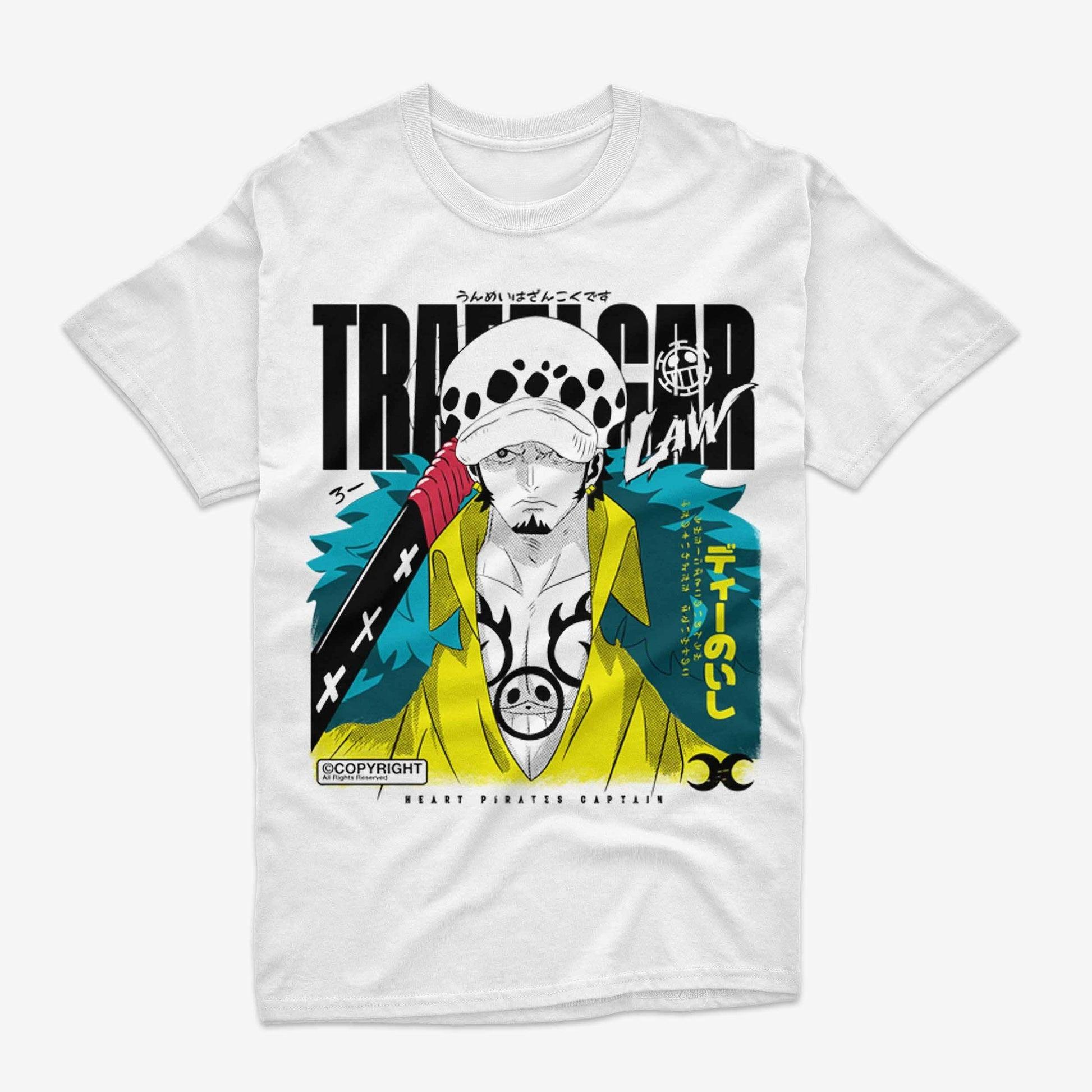 One Piece Trafalgar Law Heart Pirates Captain Graphic T Shirt Anime Manga Streetwear Cotton Oversized Tee S разноцветный