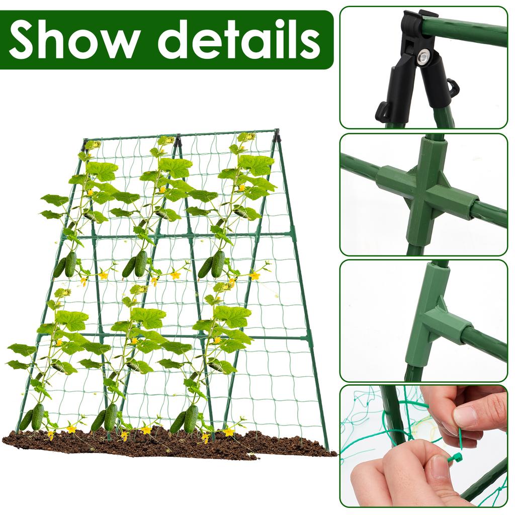 Treliça para Plantas em A Kit de Treliça para Escalada de Vegetais à Prova de Ferrugem com Rede de Escalada Suporte para Treliça de Pepino para Jardinagem ao Ar Livre