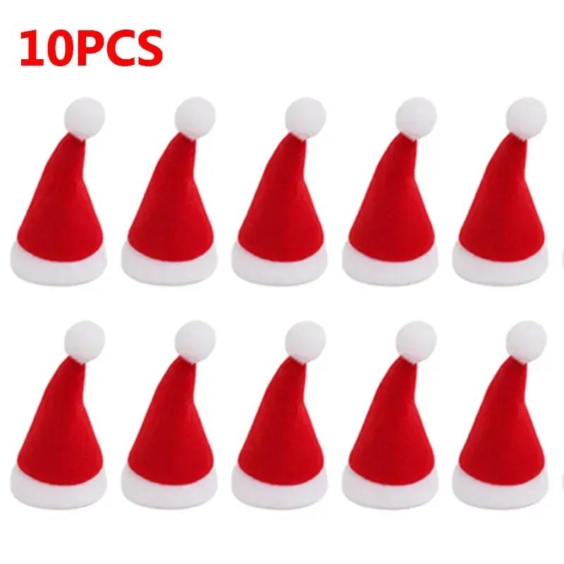 Mini Wine Bottles Cover Santa Hat Lollipop Caps Fork Knife Cutlery Bag Christmas Tableware Holder for Home Xmas Party Decoration