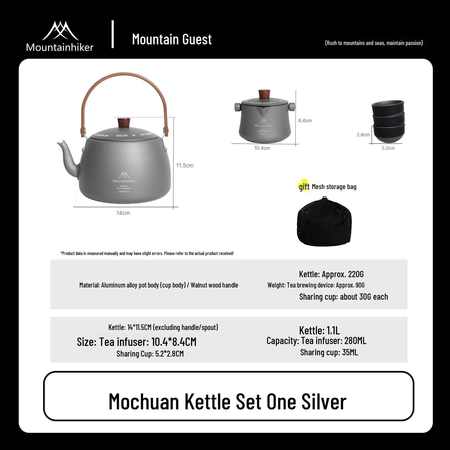 Mountain Guest Portable Tea Kettle Set: Outdoor Camping & Hiking Cookware with Water Cup