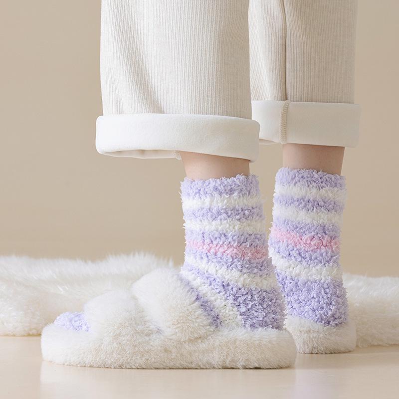 Women's Mid-Calf Coral Fleece Sleep Socks - Warm Home Floor Socks