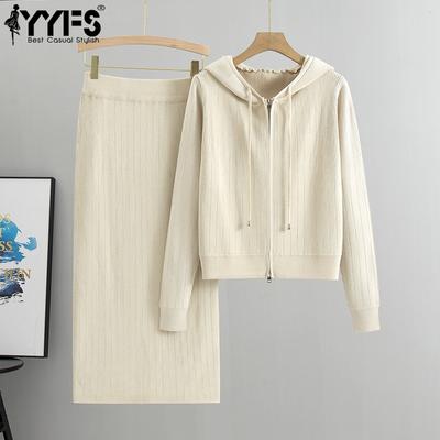 Completi da Donna alla Moda Casual Stampa Colore Unito Autunno Inverno Manica Lunga con Cappuccio Gonna
