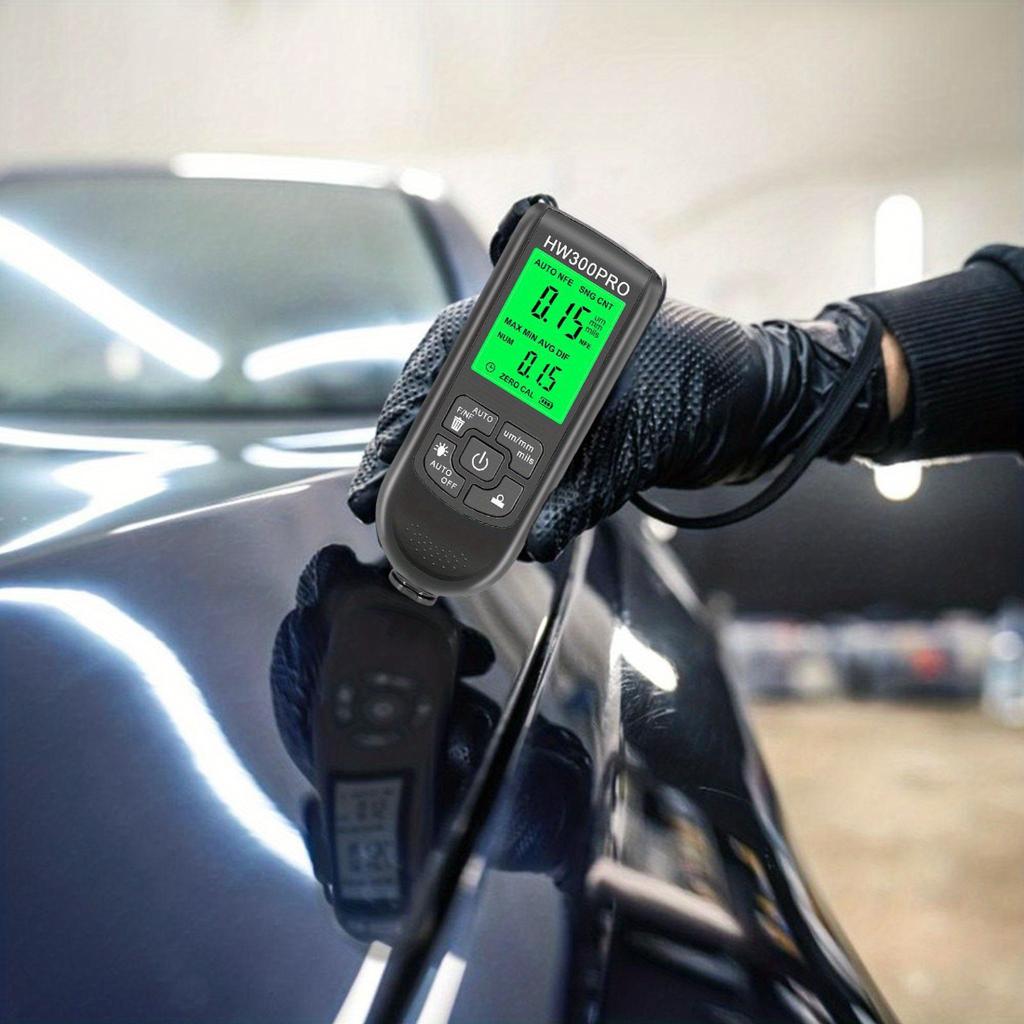 HW-300PRO Car Paint Thickness Gauge, 0-2000UM Fe&NFe Coating Tester, High Precision Automatic Detection, Auto Repair Inspection Tool
