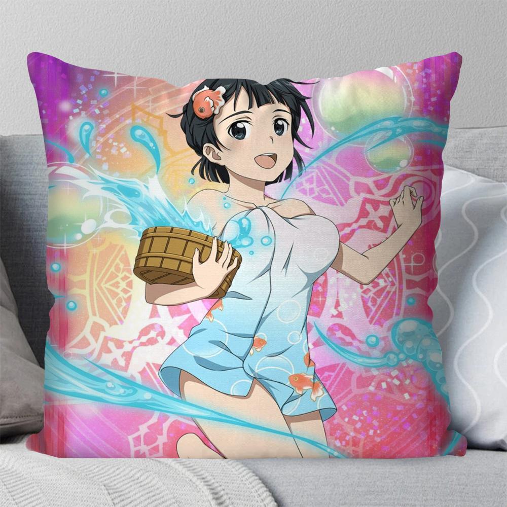Kirigaya Suguha Animation S-Word A-Art O-Online Kissenbezug Quadratisches Kissen Schlafzimmer Sofa Freizeit Wohnzimmer Heimdekoration 40X40
