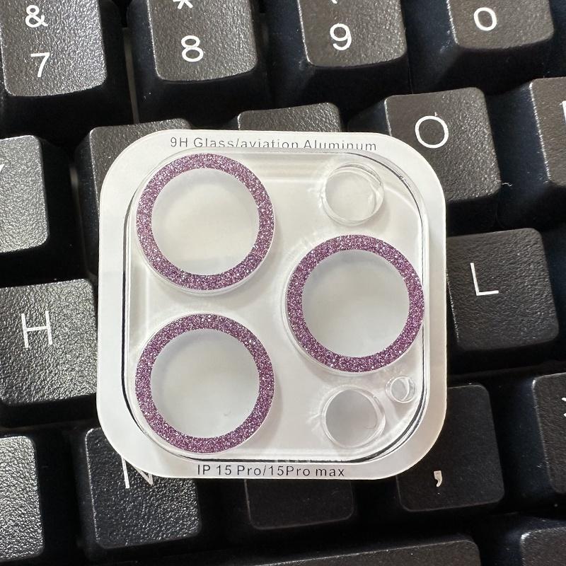 

Для iPhone 15 Pro Max / 15 Plus Bling Защитное кольцо для объектива камеры из закаленного стекла 15 Pro Max фиолетовый