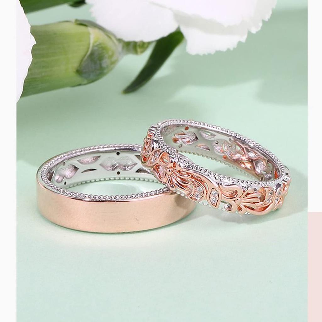 Silver Ring Hawaiian Jewelry Ring Flower Leaf Motif Openwork Silver Ring Cute Stylish [Jeulia] Women's (Rose Gold, 16)