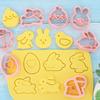 8Pcs Cartoon Easter Bunny Cookie Mould Cute Rabbit Chick Eggs Animal Pattern Biscuit Cutter Cake Decorating Tools Baking Molds