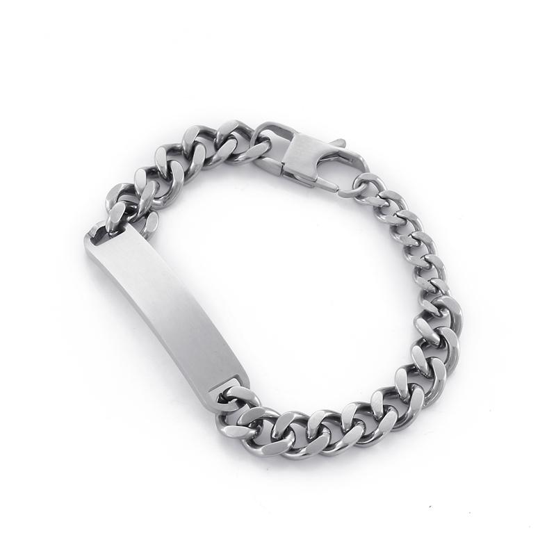 10mm Vintage Cuban Chain Homme Bracelet Men's Thick ID Charm Stainless Steel Jewelry Trendy Silver/Gold Color Metal Accessories