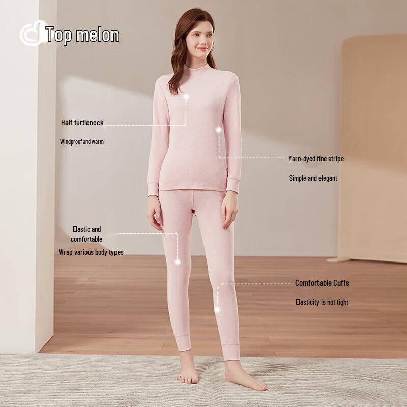 Dingguagua Pure Cotton Semi-High Collar Thermal Underwear Set