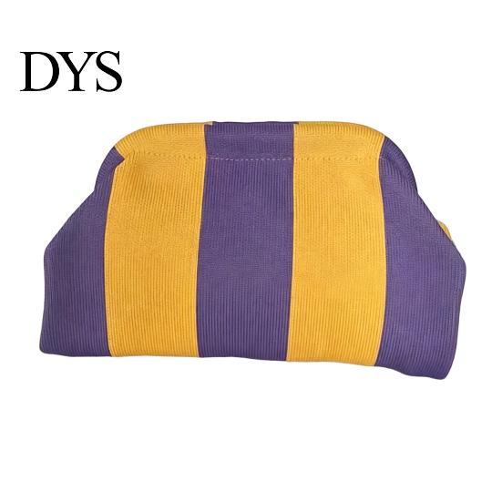 Women Clutch Purse Woven Striped Purse, Large Capacity Kiss Lock Cosmetic Bag Pouch, Summer Beach Vacation Evening Dumpling