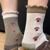 Mica Color Spring Retro Mushroom Mid-calf Pure Cotton Socks for Children
