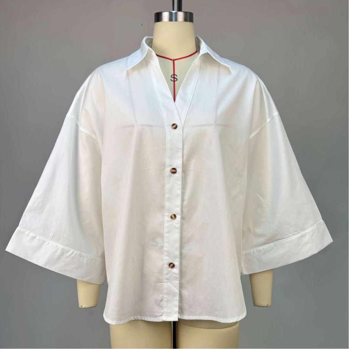 Women s Summer Loose Collared Striped Shirt Top S
