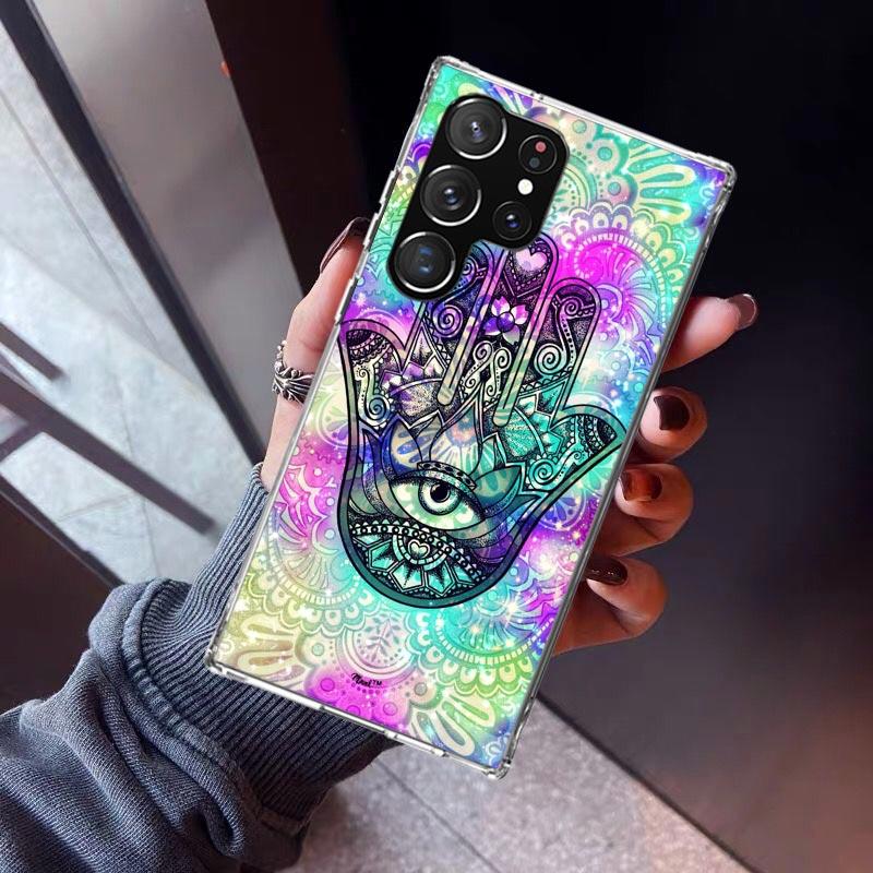 Totem Mandala Colorful Flower Phone Case For Samsung Galaxy S23 S24 S25 Edge S26 Ultra S22 + S21 Plus S20 FE Cover Silicone Prin
