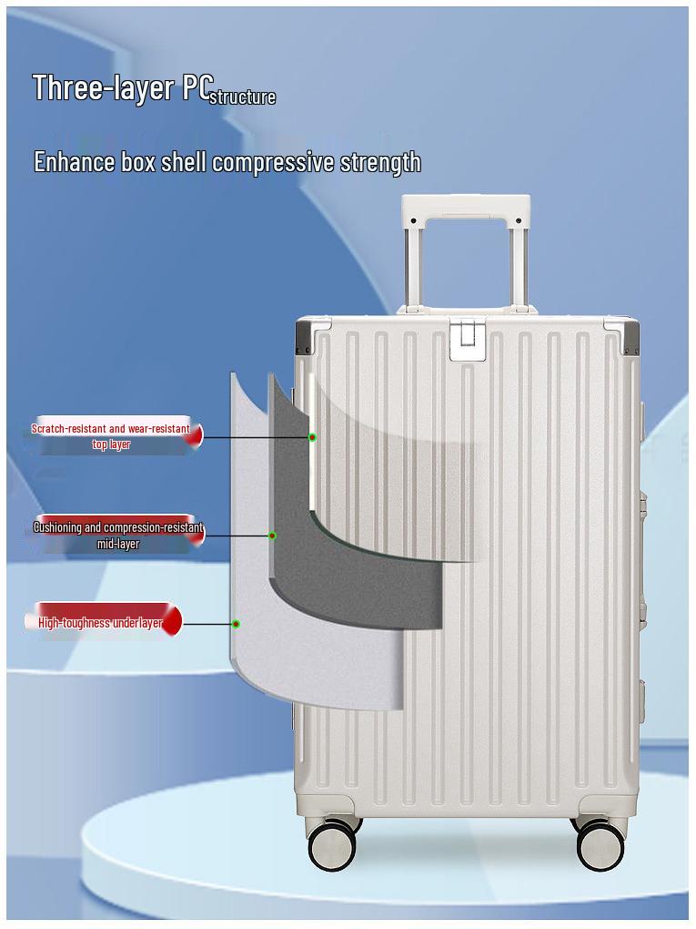 Durable Universal Wheel Leather Trolley Suitcase: Multipurpose Carry-On for Men and Women