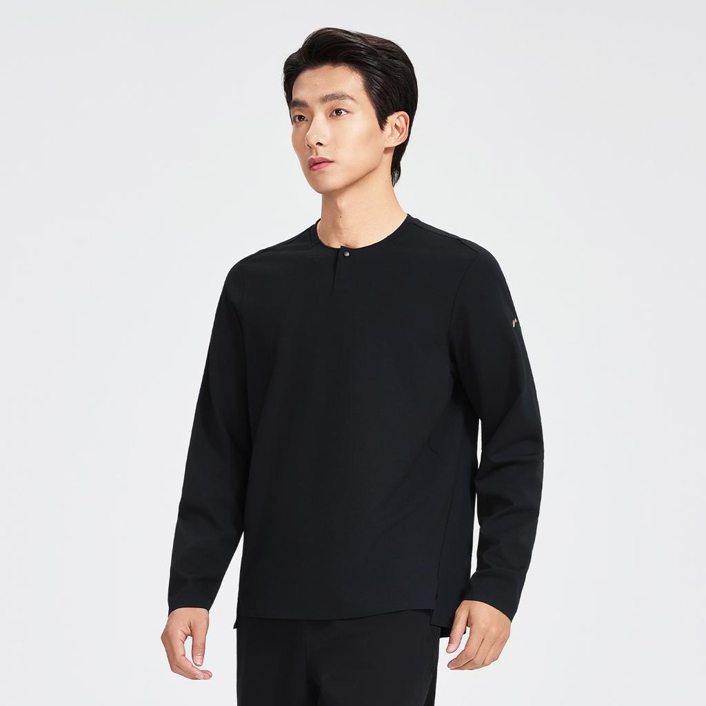 Li-Ning Honor Gold Standard Series Solid Color Simple Casual Soft Versatile Long Sleeve T-Shirt Men tops ATLW067-1