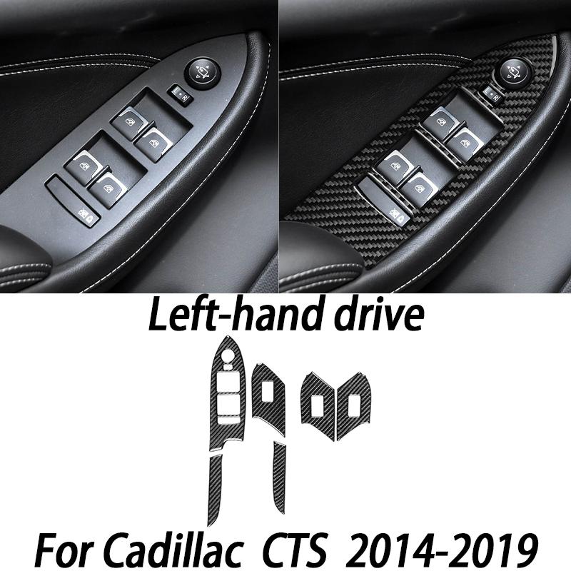 Carbon Fiber Car Interior Accessories Center Console Panel Door Handle Gear Shift Decorative Stickers For Cadillac CTS 2014-