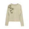 European and American Style, New Women's Clothing, Foreign Style, Fashionable, Flower-decorated Knitted Sweater 9598232