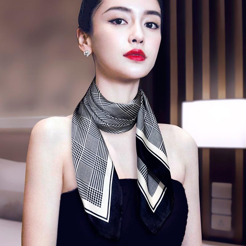 Luxury Printing Silk Square Scarf Women Neck Hair Tie Band Beach Hijab Kerchief Head Headbands Bandana Female Foulard 70cm