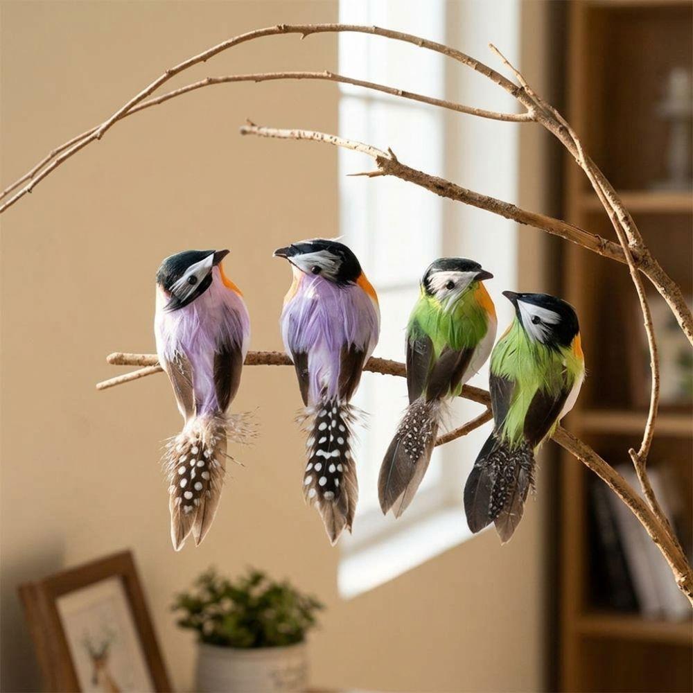 1 Pair Long Tail Artificial Feather Bird Ornament Foam Bird Figurines Wedding Festive