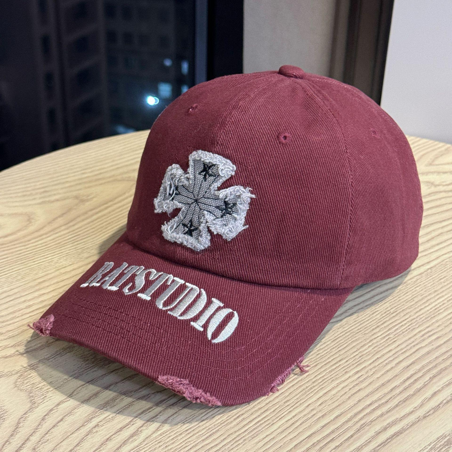 

[Korean original design real shot] Internet celebrity tide brand cross hole baseball hat men s and women s fashion cap One size fits all