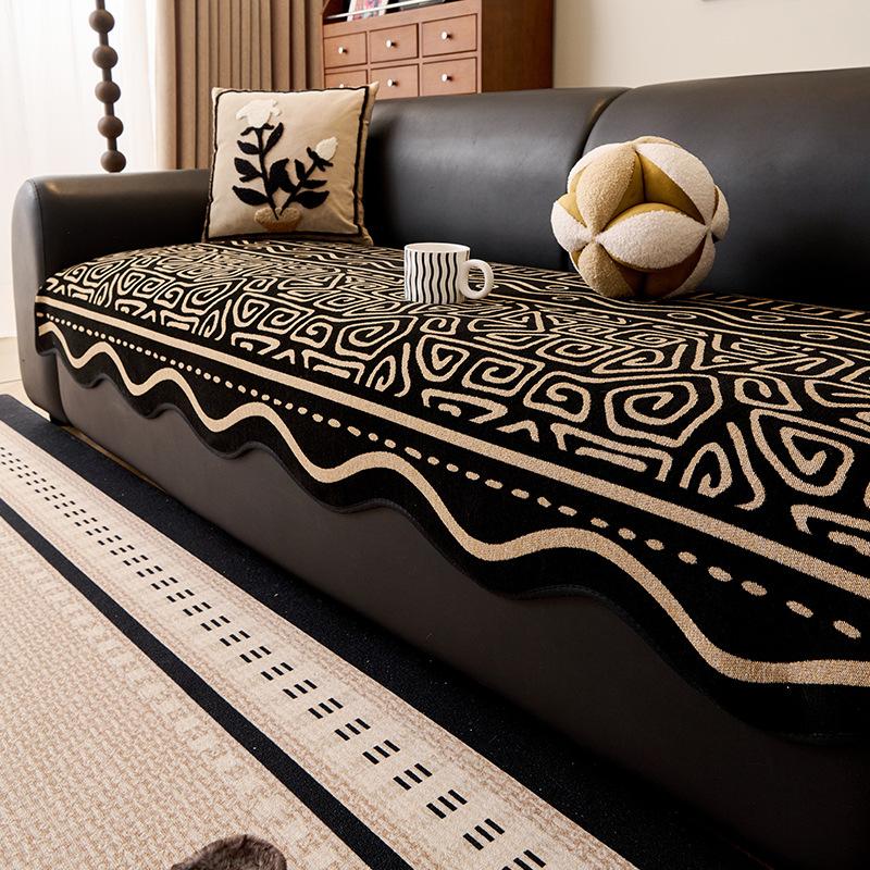 New Four-Season Universal Special-Shaped Sofa Cushion Irregular Cover Cloth Fixed Combination Straight Row Leather Sofa Seat Cushion