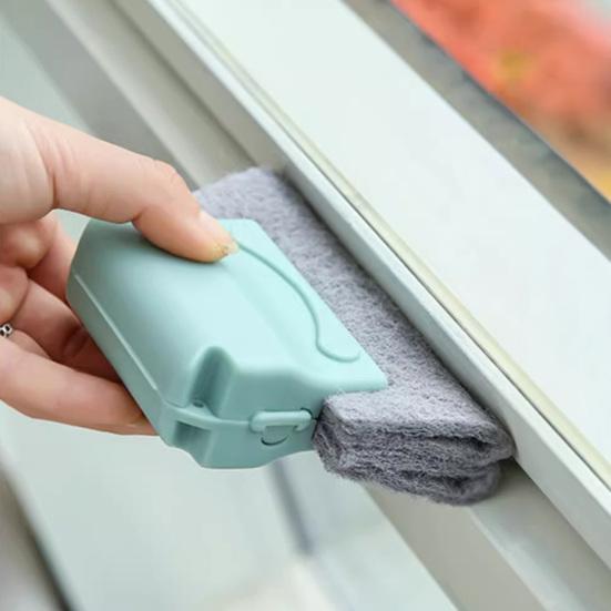 Window Track Cleaning Brush Set Hand-held Window Groove Cleaner Brushes Dual-Sided Design Replaceable Sponge Cleaning Brush