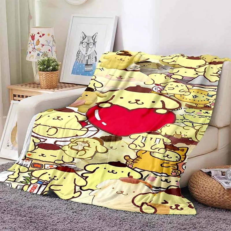 Pom Pom Purin Dog Cartoon Blanket for Sofa Cute Soft Flannel Throw Fluffy Bed Blanket New Born Winter Blanket Girl Kids Gift