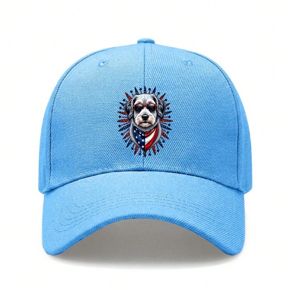 [Patriotic Baseball Cap] 2026  Unisex Dog With USA Flag Print Polyester Adjustable Breathable Sun Protection Casual Outdoor Sports Baseball Hat