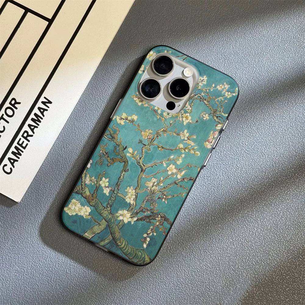 Art Vincent Van Gogh Phone Case For iPhone 16 15 17 Pro 11 12 13 14 Pro Max Plus Soft Ripple Silicone Cover Shell