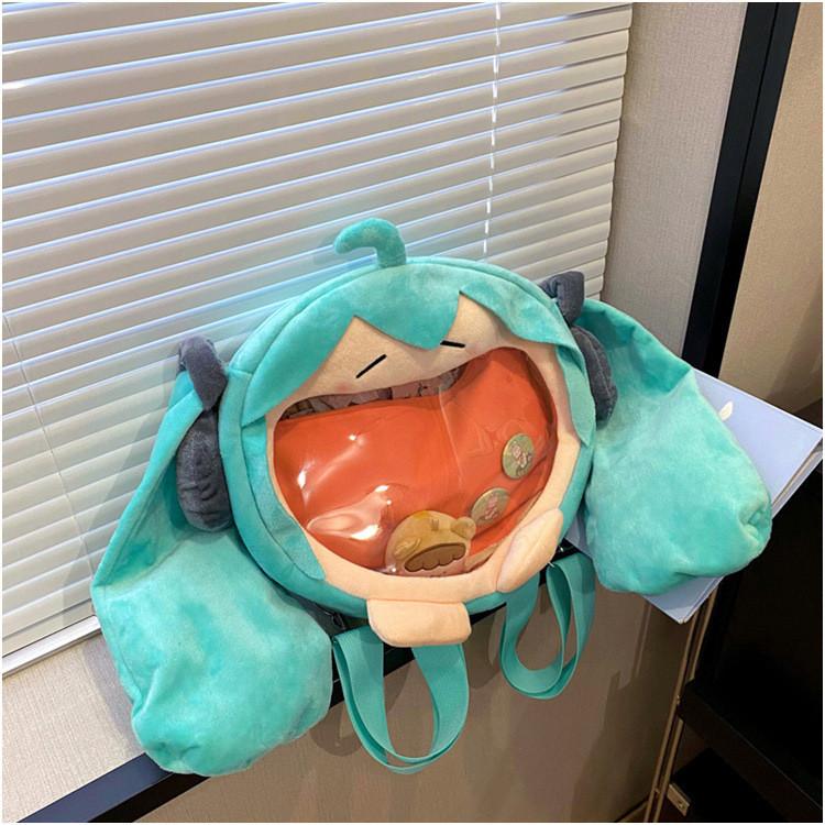 Hatsune Miku Soft Plush Transparent Backpack With Lightweight Girl Backpack