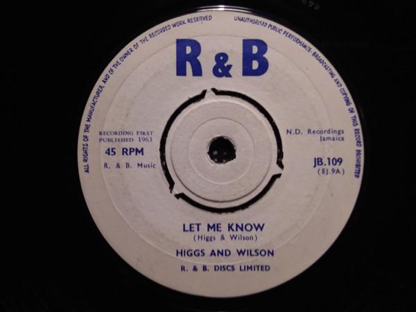 

7inch Record HIGGS WILSON Let Me Know JB109 RB 1963 UK Reggae Ska Dub Used