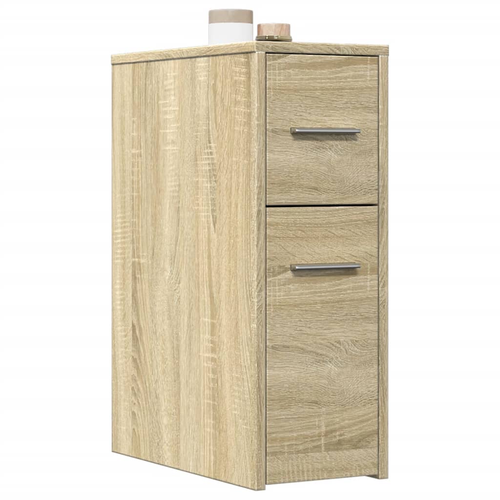 Narrow Bathroom Cabinet with Casters Sonoma Oak Wood Based Material