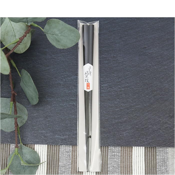 Kawai Lacquered Striped Ebony 125732 Chopsticks, Large, Octagonal, 23cm,
