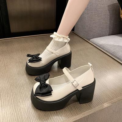 2024 neue Frauen Mary Janes Sommer Bogen-knoten Dicken Plattform High Heels Süße Lolita Schuhe Party Pumps Fashion Oxford schuhe