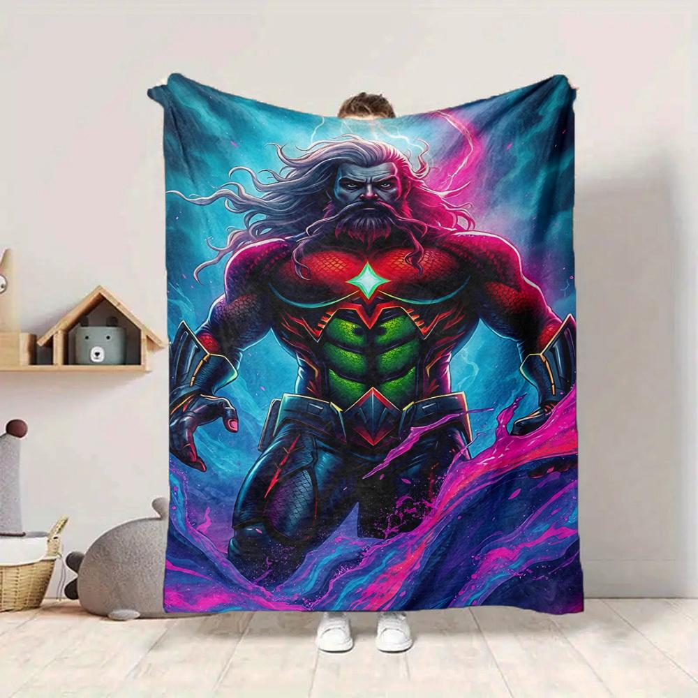 1pc Aquaman, Superhero Blanket | Polyester Fiber, All-Season Comfort for Sofa, Bed, Office, Car, Camping yy251021152