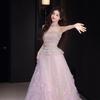Pink Evening Dress 1011 New Tube Top Banquet Light Luxury Host Dress Niche Engagement Toast Morning Robe