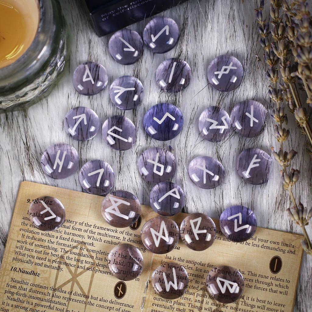 Runes Stones Set Spiritual Divination Tools With Guide Book Natural Stone Runes For Divination Meditation Men Women Boys Girls