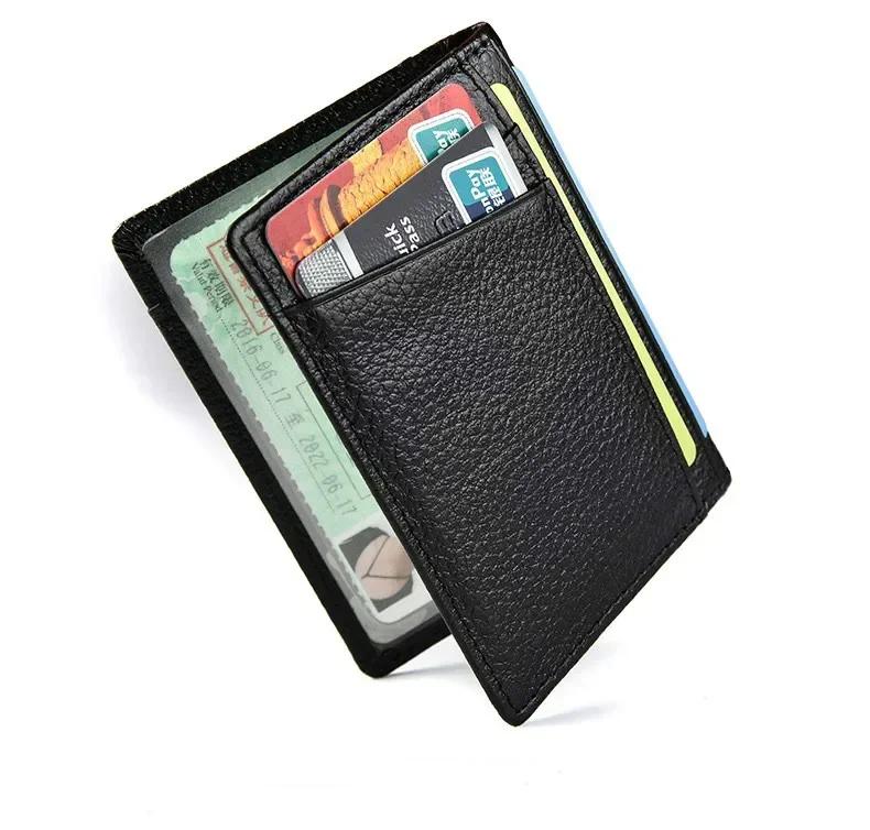 Superschlanke, weiche Geldbörse, 100 % echtes Leder, Mini-Kreditkarten-Geldbörse, Geldbörse, Kartenhalter, Herren-Geldbörse, dünn, klein