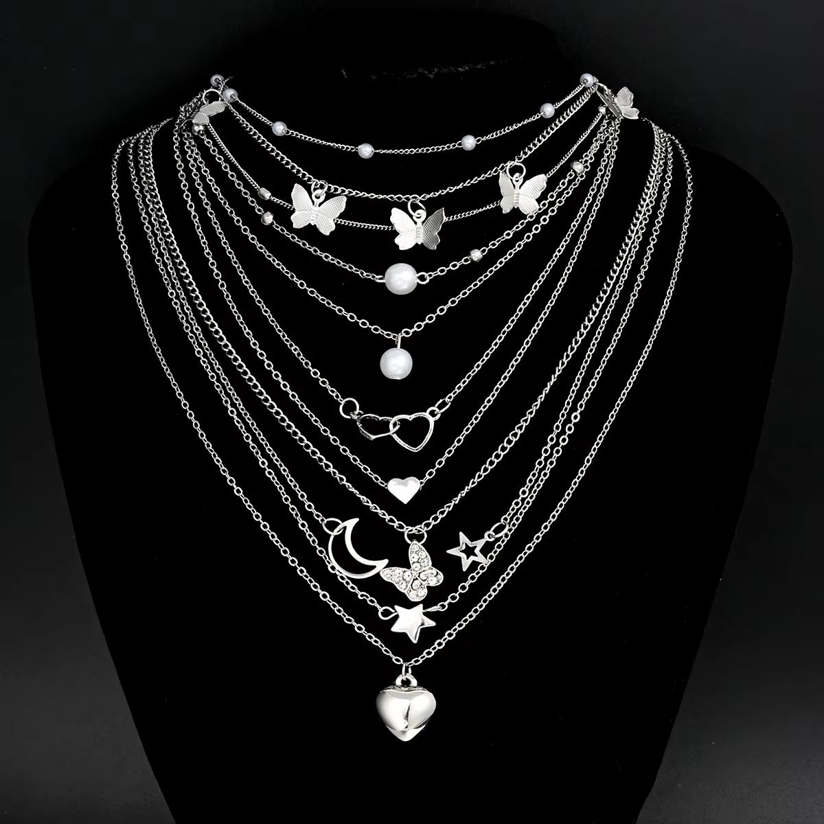 

10Pcs/Set Women s Simple Stackable Pendant Necklaces Set Fashion Love Heart Multilayer Necklaces Female Party Jewelry Gifts 2026
