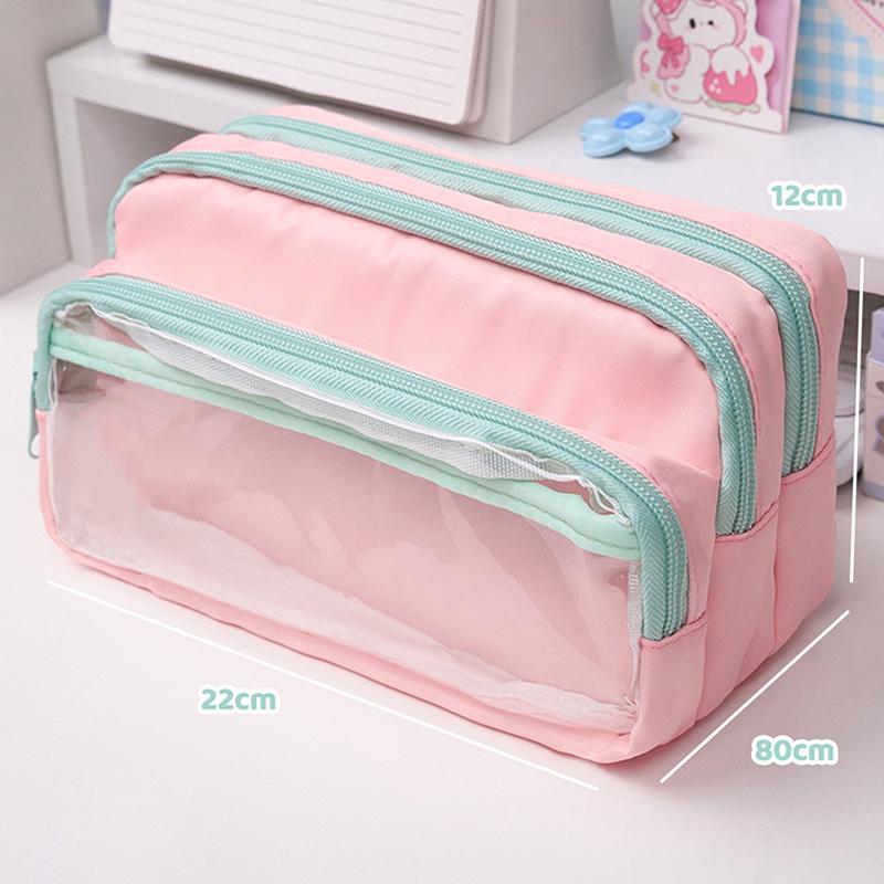 Large Capacity Pencil Case Itabag Cosmetic Bag Ita Bag Pouch Solid Color Storage Bag Stationery Storage Bag