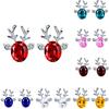 Christmas Elk Shape Earrings Women Girls Xmas Rhinestones Crystal Ear Clip 