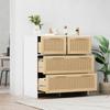 High-quality 4-drawer rattan cabinet with solid wood handles - Suitable for bedroom, living room, dining room, hallway - Dimensions: W80/H80/D38 cm