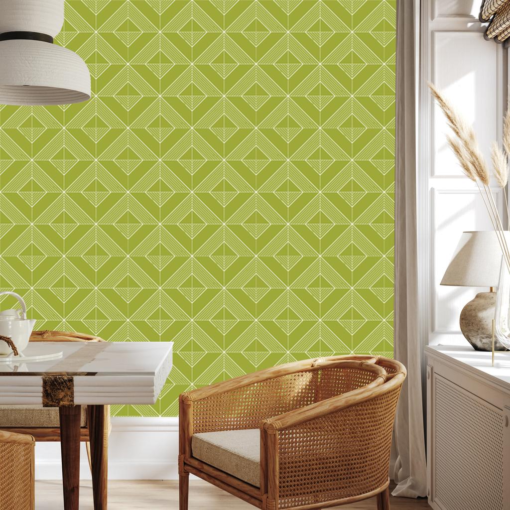 Geometric rhombus wallpaper yellow for living room and bedroom 50x1000