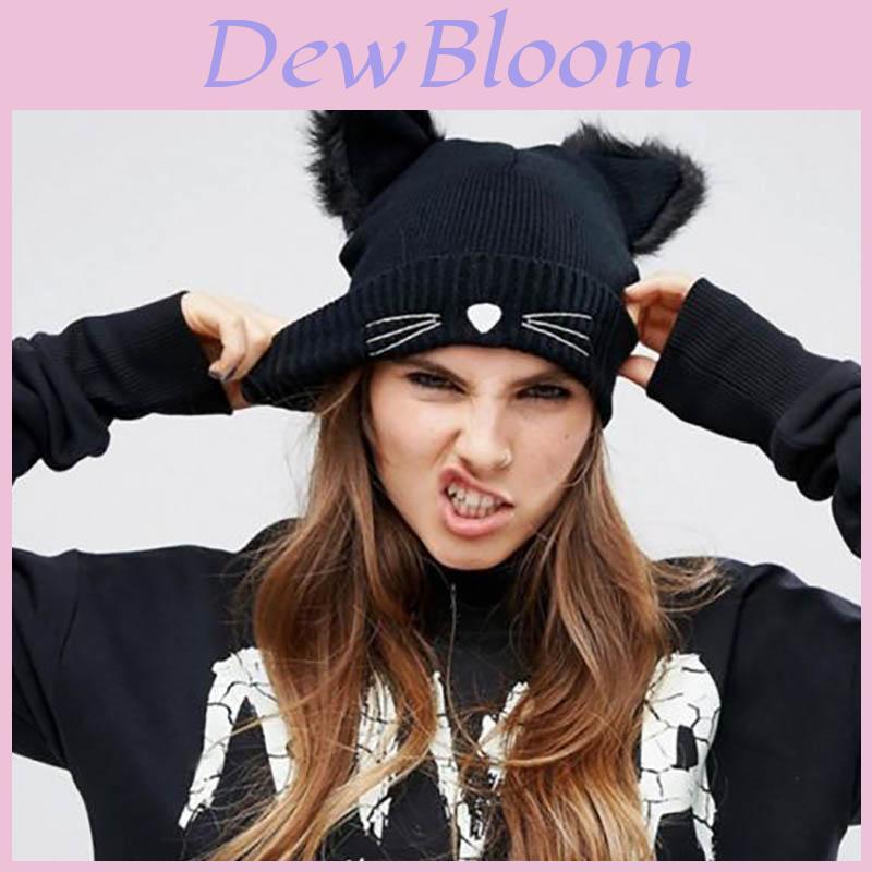 Cappello da Donna con Orecchie da Gatto Accogliente Lavorato a Maglia Acrilico Caldo Berretto Invernale per Comfort alla Moda