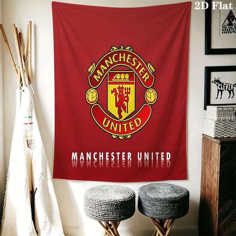 Man Utd J Wall Hanging Printed Fabric Blanket Decorative Tapestries for Bedroom Living Room Home Decor