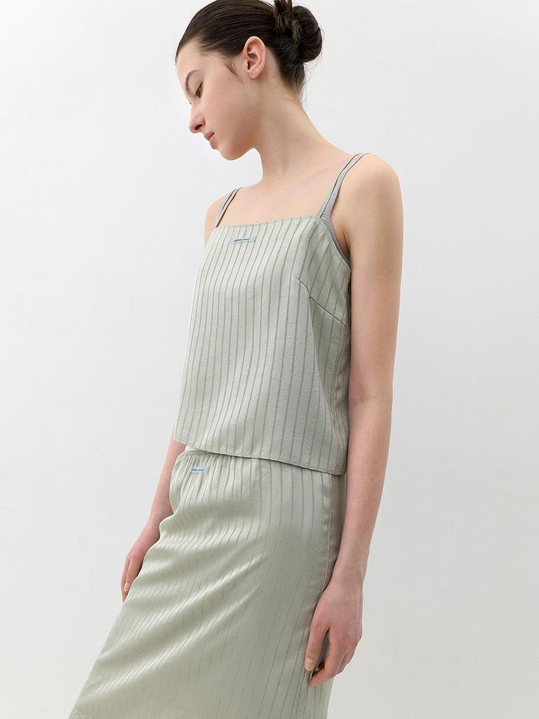 ATELIER NAIN An Satin Set-Up Striped Top S (Bl-4425)